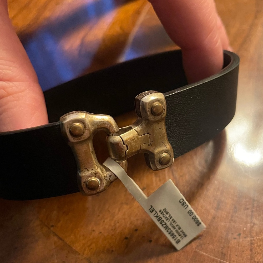 David Yurman 13.5mm Anvil Leather Bracelet, Black Leather with Silver/Bronze